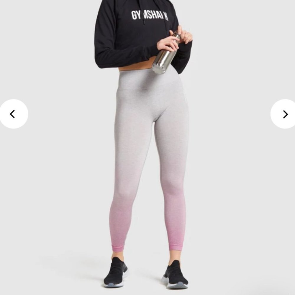 NWT GYMSHARK ADAPT OMBRE SEAMLESS LEGGINGS in PINK/GREY MARL size small - Picture 9 of 16